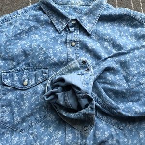 Really fun floral denim shirt